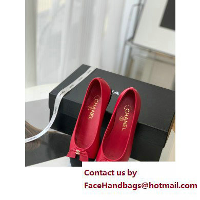 Chanel Lambskin  &  Patent Calfskin Black/RED Ballerinas G39999 2023
